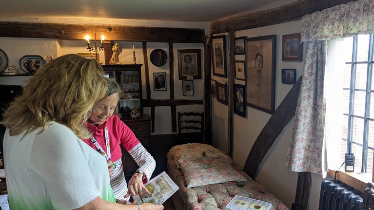 Speaking with visitors at Smallhythe Place